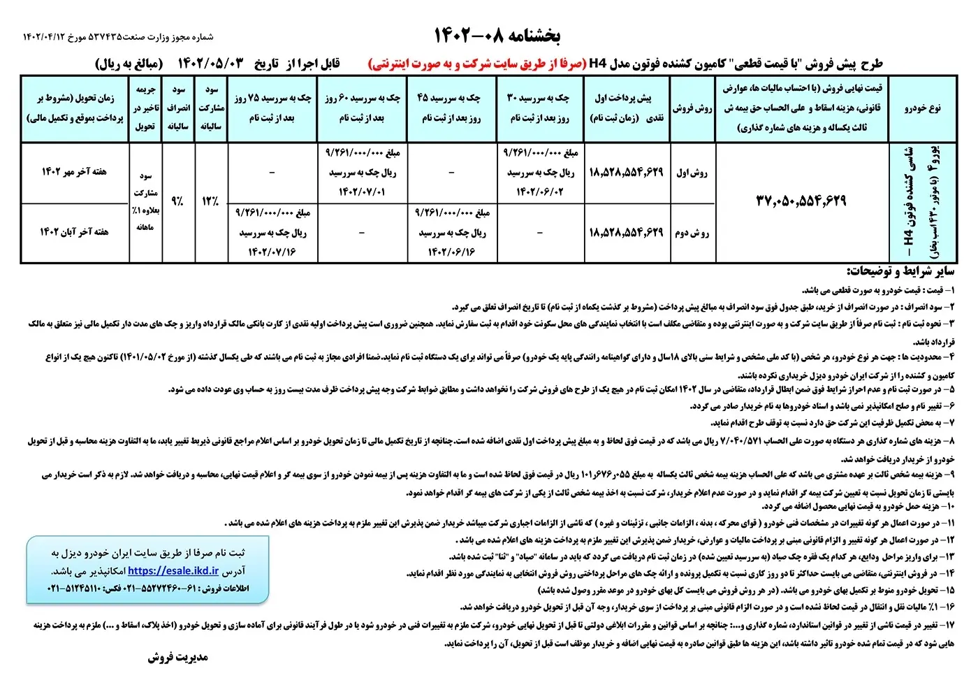آغاز پیش فروش اینترنتی ایران خودرو / شروع ثبت نام از ۳ مرداد با تحویل ۳ و ۴ ماهه + جدول