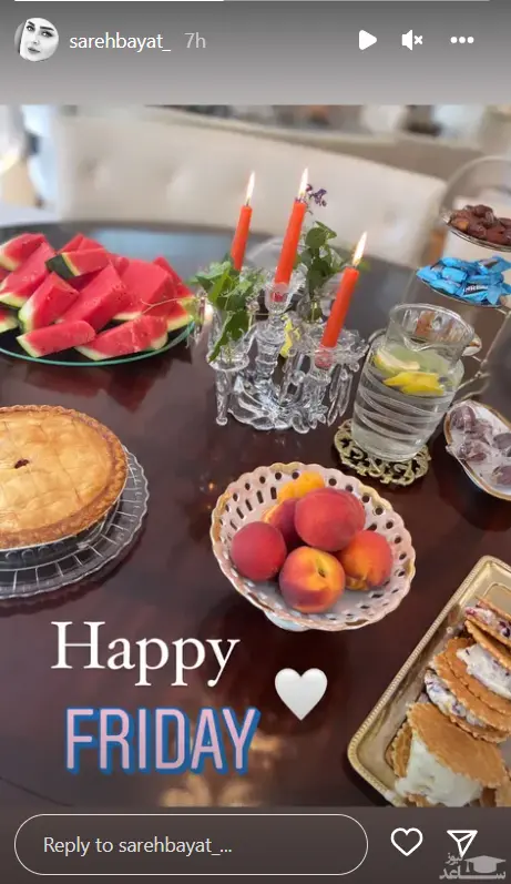 خوراکی های ساره بیات در استوری