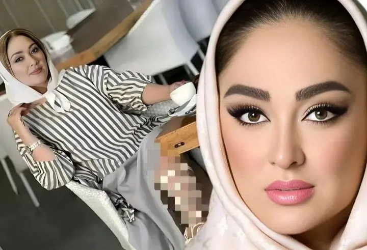 عکس لو رفته از دلبری زننده الهام حمیدی / رقص چاقو خانم بازیگر بین مردان غریبه !