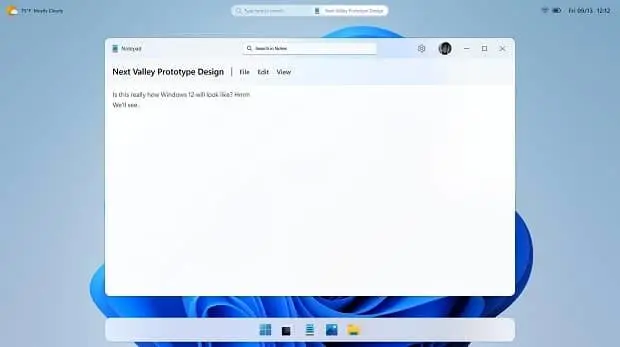 نوت پد Windows 12