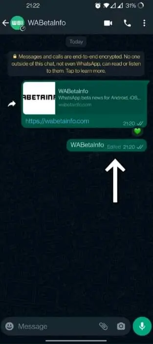 ویرایش پیام در واتساپ