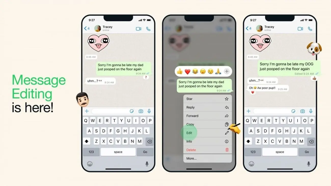 قابلیت ویرایش پیامها به واتساپ اضافه شد
