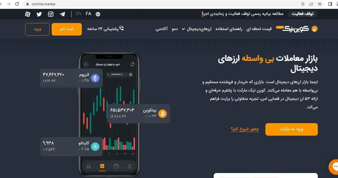 توقف فعالیت صرافی کویننیک مارکت / صرافیهای آنلاین فاقدمجوز ارزهای دیجیتال در حال تعطیل شدن