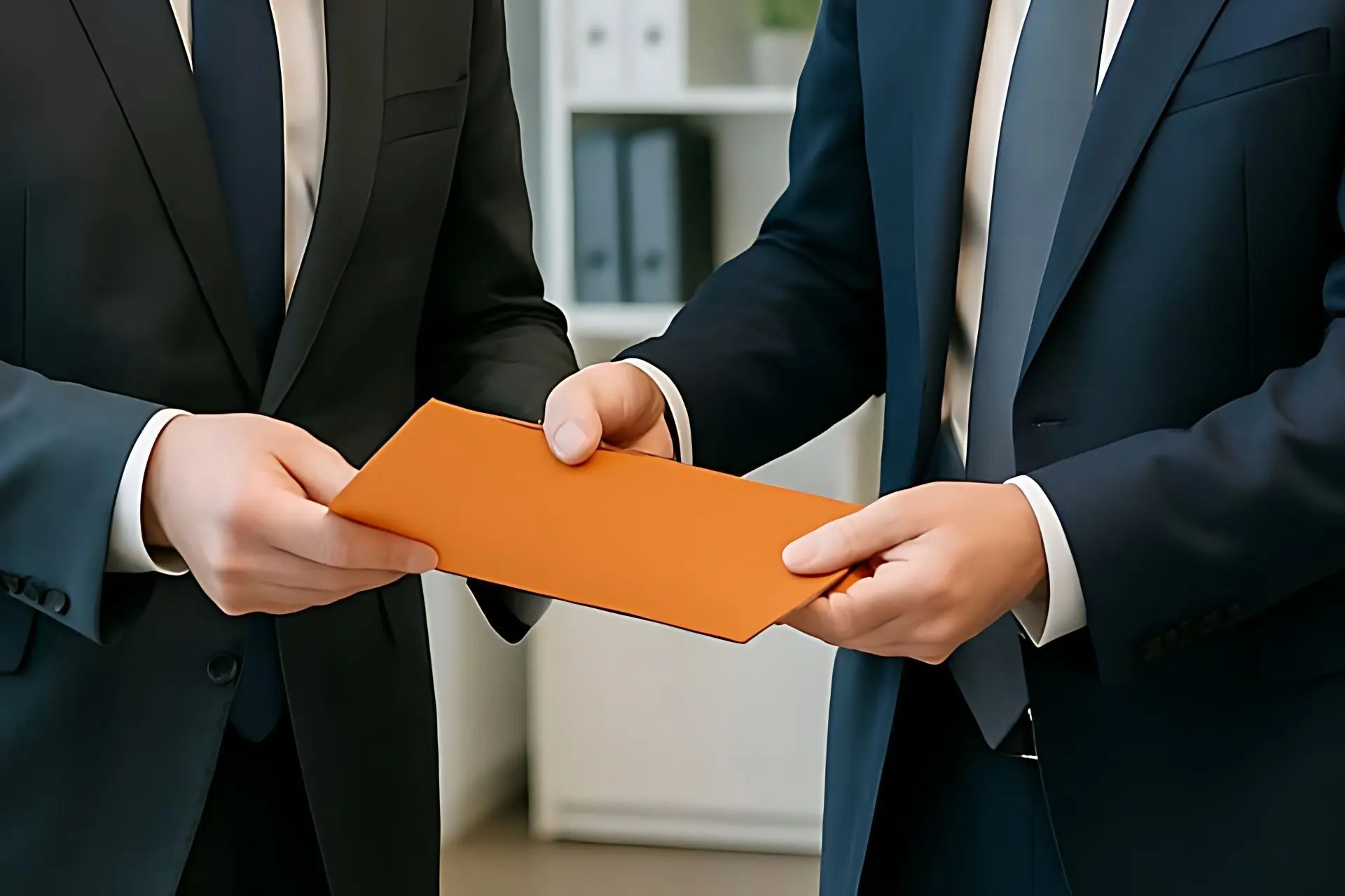 دو مرد در حال رد و بدل کردن مدارک